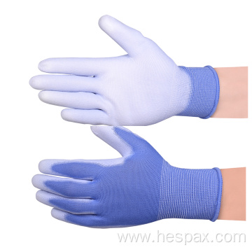 Hespax Polyester Construction Anti-static PU Palm Work Glove